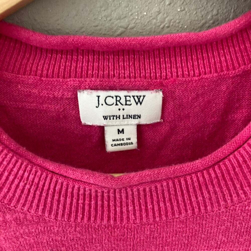J. Crew Short Sleeve Linen-blend Crewneck Sweater - Pink Medium - Picture 3 of 7